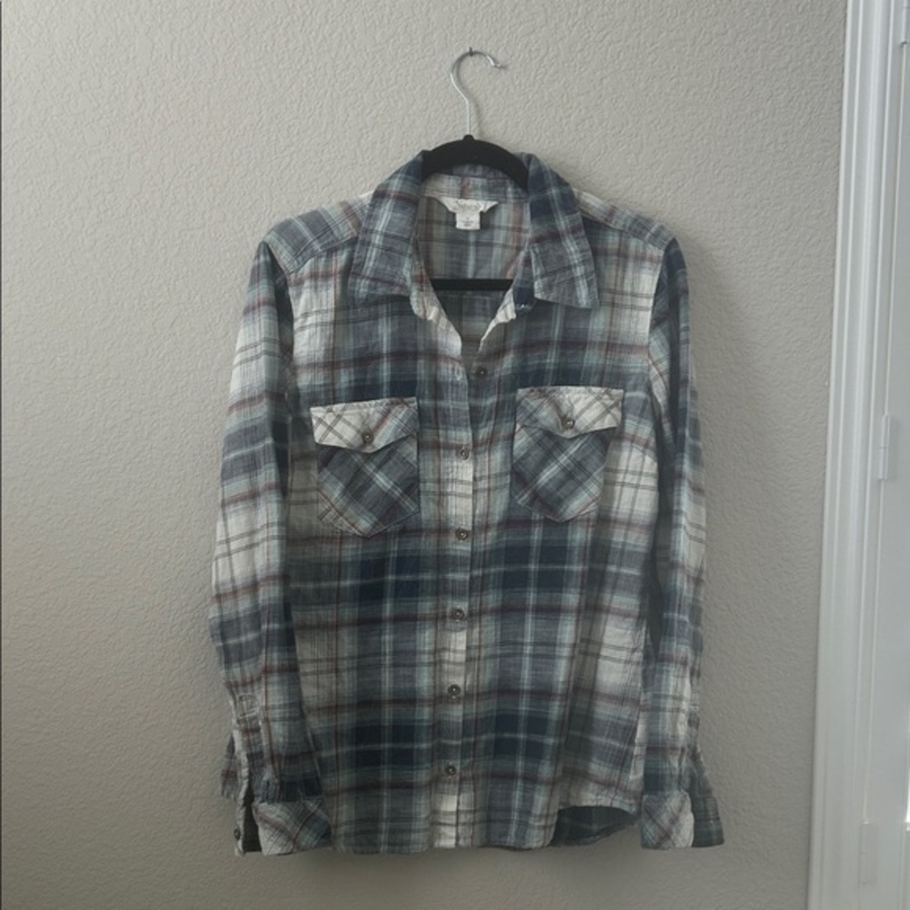 Natural Reflections Plaid Button-Up Shirt 100% Cotton